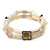 Two Strand Shell, Glass, Imitation Pearl Bead Flex Bracelet (Cream, Antique White) - 18cm Length