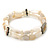 Two Strand Shell, Glass, Imitation Pearl Bead Flex Bracelet (Cream, Antique White) - 18cm Length - view 5