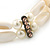 Two Strand Shell, Glass, Imitation Pearl Bead Flex Bracelet (Cream, Antique White) - 18cm Length - view 6