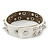 Crystal Studded White Faux Leather Strap Bracelet (Silver Tone) - Adjustable up to 22cm - view 7