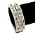 Crystal Studded White Faux Leather Strap Bracelet (Silver Tone) - Adjustable up to 22cm