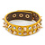 Crystal Studded Yellow Faux Leather Strap Bracelet (Gold Tone) - Adjustable up to 22cm