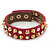 Crystal Studded Deep Pink Faux Leather Strap Bracelet (Gold Tone) - Adjustable up to 22cm
