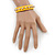 Crystal Studded Yellow Faux Leather Strap Bracelet (Gold Tone) - Adjustable up to 20cm - view 3