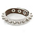 Crystal Studded White Faux Leather Strap Bracelet (Silver Tone) - Adjustable up to 20cm