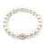 Bridal/ Prom/ Wedding 8mm White Glass Bead With Clear Swarovski Crystal Ball Flex Bracelet - 18cm Length - view 2