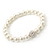Bridal/ Prom/ Wedding 8mm White Glass Bead With Clear Swarovski Crystal Ball Flex Bracelet - 18cm Length - view 3