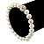 Bridal/ Prom/ Wedding 8mm White Glass Bead With Clear Swarovski Crystal Ball Flex Bracelet - 18cm Length - view 5