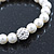 Bridal/ Prom/ Wedding 8mm White Glass Bead With Clear Swarovski Crystal Ball Flex Bracelet - 18cm Length - view 6