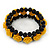 Romantic Yellow Resin Rose, Black Glass Bead Flex Bracelet - 19cm Length - view 5