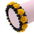 Romantic Yellow Resin Rose, Black Glass Bead Flex Bracelet - 19cm Length - view 2