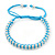 Plaited Light Blue Silk Cord With Silver Tone Bead Friendship Bracelet - Adjustable