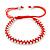 Plaited Bright Red Silk Cord With Silver Tone Bead Friendship Bracelet - Adjustable