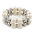 Chunky Imitation Pearl & Mirror Silver Glass Bead, Crystal Flex Bracelet - 19cm L - view 8