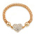 Gold Tone Mesh Bracelet With Crystal Heart Magnetic Closure - 17cm Length
