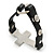 Clear Crystal Cross With Black Leather Style Bracelet In Gold Tone - 18cm L - view 3