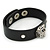 Black Leather Style Crystal Studded Bracelet With A Tiger Head - up to 21cm L - view 5
