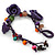 Handmade Purple Leather Rose, Beaded Bracelet with Button and Loop Closure - 17cm L/ 2cm Ext - view 4