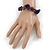 Handmade Purple Leather Rose, Beaded Bracelet with Button and Loop Closure - 17cm L/ 2cm Ext - view 2