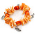 Orange/ Peach Shell Nugget, Ceramic Bead, Burnt Silver Metal Charm Flex Bracelet - 18cm L - view 5