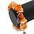 Orange/ Peach Shell Nugget, Ceramic Bead, Burnt Silver Metal Charm Flex Bracelet - 18cm L - view 4