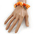 Orange/ Peach Shell Nugget, Ceramic Bead, Burnt Silver Metal Charm Flex Bracelet - 18cm L - view 2