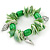 Spring Green Shell Nugget, Ceramic Bead, Burnt Silver Metal Charm Flex Bracelet - 18cm L - view 5