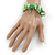 Spring Green Shell Nugget, Ceramic Bead, Burnt Silver Metal Charm Flex Bracelet - 18cm L - view 2