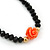 Black Glass Bead With Coral Acrylic Roses Flex Bracelet/ Necklace - 46cm L - view 5