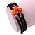 Black Glass Bead With Coral Acrylic Roses Flex Bracelet/ Necklace - 46cm L - view 8