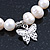 10mm Freshwater Pearl With Butterfly and Cross Charm Stretch Bracelet (Silver Tone) - 20cm L - view 2