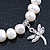 10mm Freshwater Pearl With Butterfly and Cross Charm Stretch Bracelet (Silver Tone) - 20cm L - view 5