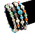 Multicoloured Semi-Precious Stone, Freshwater Pearl and Crystal Bead Flex Bracelets - Set Of 4 Pcs - 18cm L - view 2