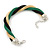 Black, Green, Gold Twisted Mesh Bracelet In Silver Tone - 16cm L/ 4cm Ext - view 5