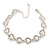 Open Heart Clear Crystal Bracelet In Rhodium Plated Metal - 17cm L/ 6cm Ext