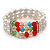 3 Row Cream Freshwater Pearl, Multicoloured Crystal Bead Flex Bracelet - 19cm L - view 7