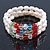 3 Row Cream Freshwater Pearl, Multicoloured Crystal Bead Flex Bracelet - 19cm L