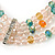 3-Strand Light Pink Glass Bead, White Freshwater Pearl Stretch Bracelet - 19cm L - view 4