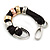 Black Multi Cord With 3 Tone Rings Bracelet With Silver Tone Shackle Clasp - 17cm L (For smaller writs) - view 5