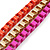 Magenta/ Brushed Gold/ Orange Box Style Chain Wide Magnetic Bracelet - 17cm L- for smaller wrist - view 5