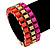 Magenta/ Brushed Gold/ Orange Box Style Chain Wide Magnetic Bracelet - 17cm L- for smaller wrist - view 3