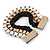 Black/ Brushed Gold/ White Box Style Chain Wide Magnetic Bracelet - 17cm L- for smaller wrist - view 7