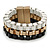 Black/ Brushed Gold/ White Box Style Chain Wide Magnetic Bracelet - 17cm L- for smaller wrist - view 6