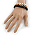Black/ Brushed Gold/ White Box Style Chain Wide Magnetic Bracelet - 17cm L- for smaller wrist - view 2