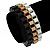 Black/ Brushed Gold/ White Box Style Chain Wide Magnetic Bracelet - 17cm L- for smaller wrist - view 3