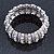 Bridal/ Prom/ Wedding White Simulated Pearl Flex Bracelet In Rhodium Plating - 19cm L - view 5