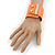 Statement Wide Light Coral Leather Style with Crystal Closure Bracelet - 18cm L - view 2