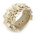 Light Gold Metallic Floral Leather Style Wristband Bracelet - 18cm L - view 2