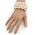 Light Gold Metallic Floral Leather Style Wristband Bracelet - 18cm L - view 3