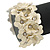 Light Gold Metallic Floral Leather Style Wristband Bracelet - 18cm L - view 5